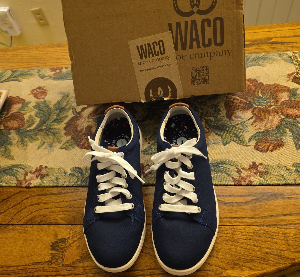 REVITALIGN Navy and White Low-Top Lace-Up Sneakers for Women